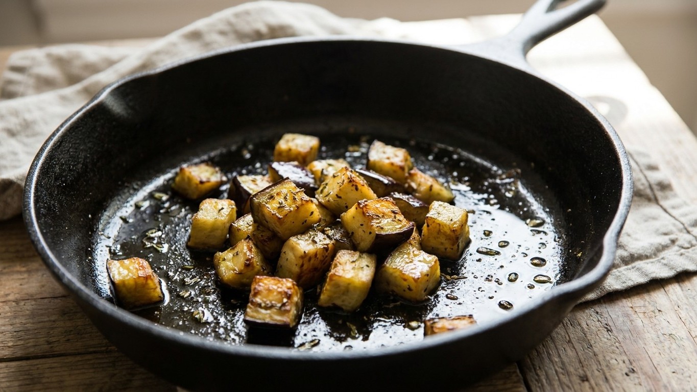 Je faisais mijoter mes aubergines directement dans les 400 g de tomates : un cuisinier sicilien m'a montré l'étape que je ...